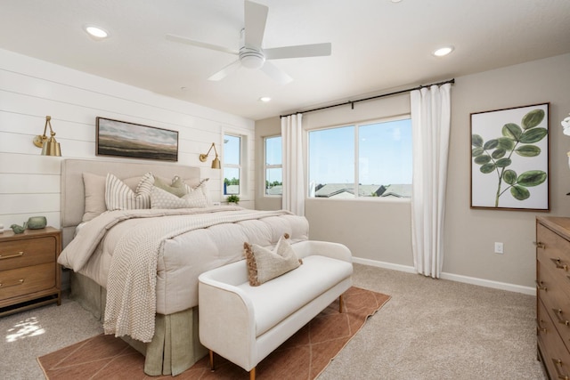 2110 N Brindac Ln, Clovis, CA 93619 - bedroom with light carpet, recessed lighting, and a ceiling fan