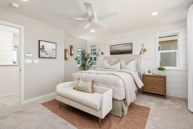 2110 N Brindac Ln, Clovis, CA 93619 - bedroom with light carpet, recessed lighting, and a ceiling fan