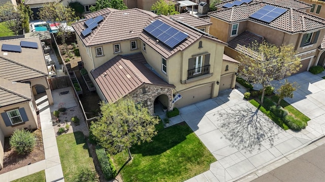 bird's eye view with a residential view