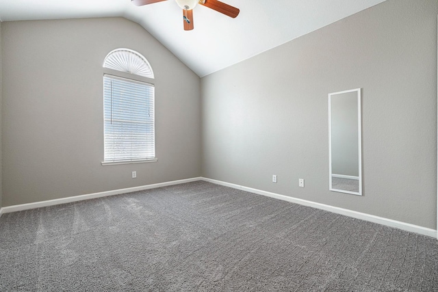 4650 W Roberts Ave, Fresno, CA 93722 - unfurnished room featuring ceiling fan, lofted ceiling, carpet floors, and baseboards