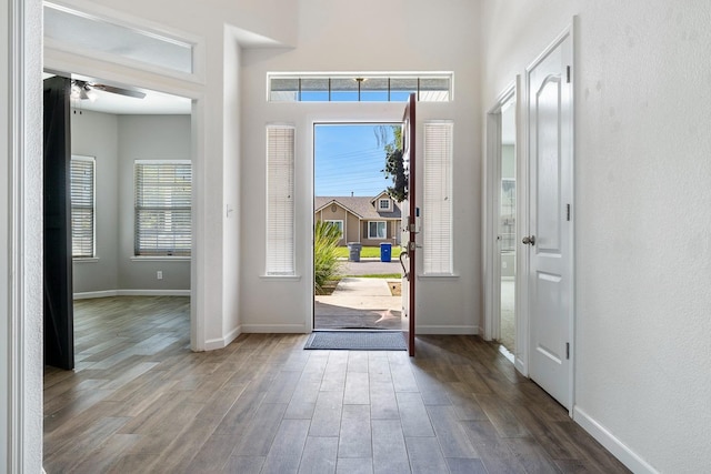 4650 W Roberts Ave, Fresno, CA 93722 - entrance foyer with wood finished floors and a ceiling fan