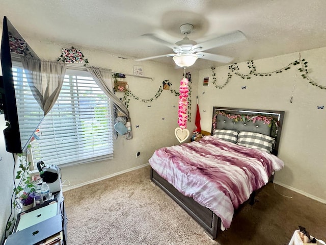 3140 Timmy Ave, Clovis, CA 93612 - bedroom with carpet, baseboards, a ceiling fan, and a textured ceiling