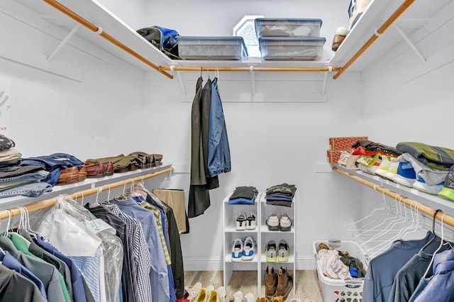 spacious closet featuring wood finished floors