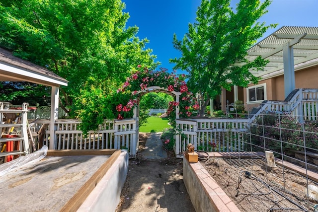18778 Shore Dr, Madera, CA 93638 - exterior space featuring a pergola and stucco siding