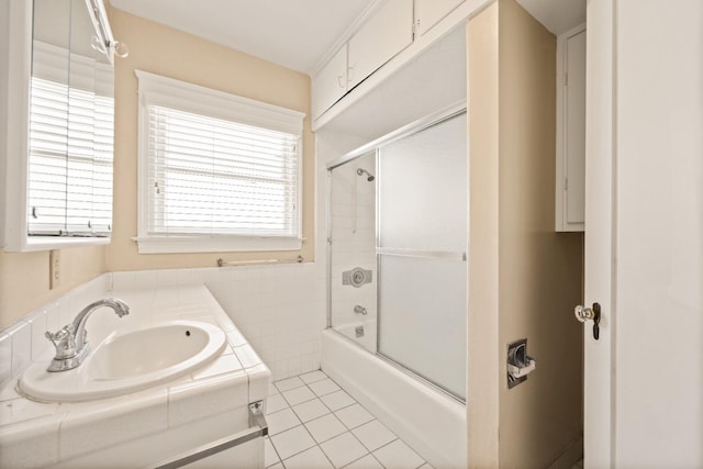 811 E Cambridge Ave, Fresno, CA 93704 - bathroom with tile patterned flooring, combined bath / shower with glass door, and vanity