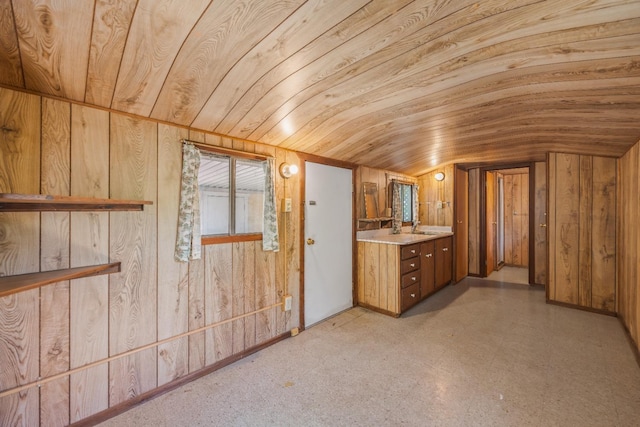811 E Cambridge Ave, Fresno, CA 93704 - unfurnished bedroom with wood walls, light floors, lofted ceiling, and wood ceiling