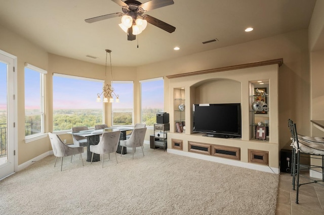 5136 W Bluff Ave, Fresno, CA 93722 - carpeted dining room featuring recessed lighting, baseboards, and a ceiling fan
