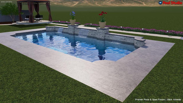5136 W Bluff Ave, Fresno, CA 93722 - swimming pool with a gazebo and a lawn