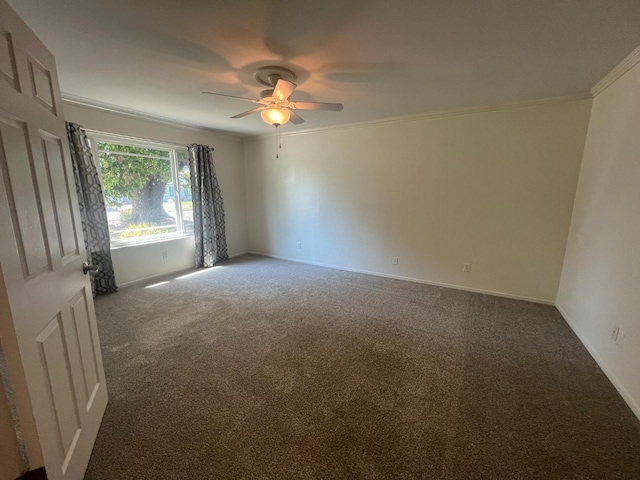 1450 W Chennault Ave, Fresno, CA 93711 - spare room featuring ceiling fan, baseboards, ornamental molding, and carpet