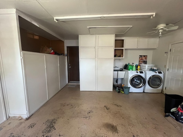 1450 W Chennault Ave, Fresno, CA 93711 - garage with separate washer and dryer and ceiling fan