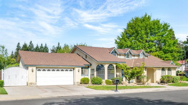 10001 N Pheasant Run Dr, Fresno, CA 93730 - view of front of house with stucco siding, driveway, and an attached garage