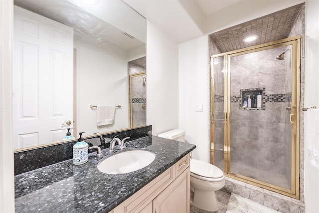 9336 N St Martin Dr, Fresno, CA 93720 - full bath featuring a shower stall, toilet, vanity, and visible vents