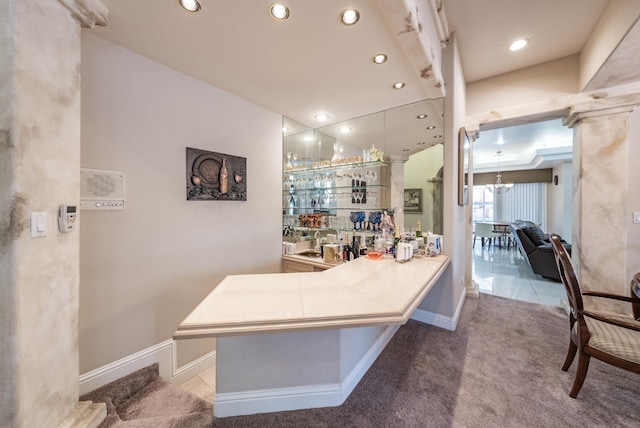 9336 N St Martin Dr, Fresno, CA 93720 - bar featuring baseboards and recessed lighting
