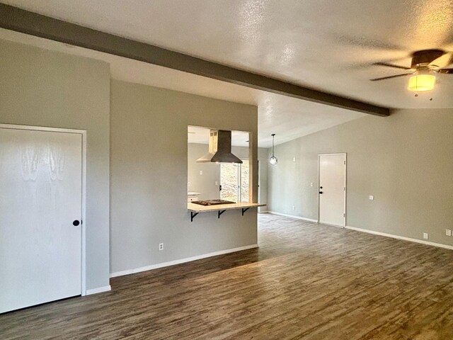 28813 Limestone Cir, Coarsegold, CA 93614 - unfurnished living room featuring wood finished floors, ceiling fan, baseboards, and a textured ceiling