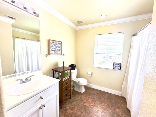 5148 W Pine Ave, Fresno, CA 93722 - bathroom with ornamental molding, vanity, and visible vents