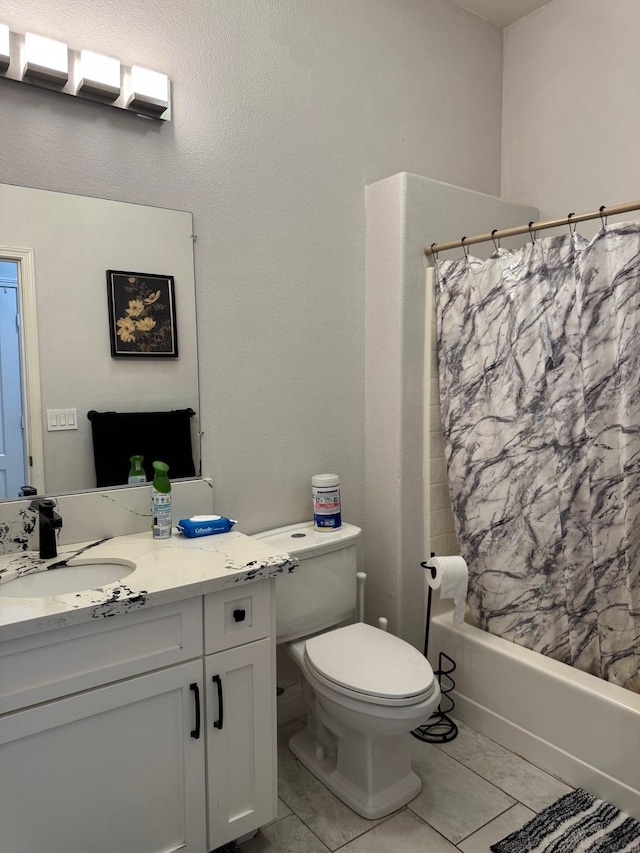 5357 E Burns, Fresno, CA 93725 - bathroom with vanity, shower / bath combo with shower curtain, and tile patterned flooring
