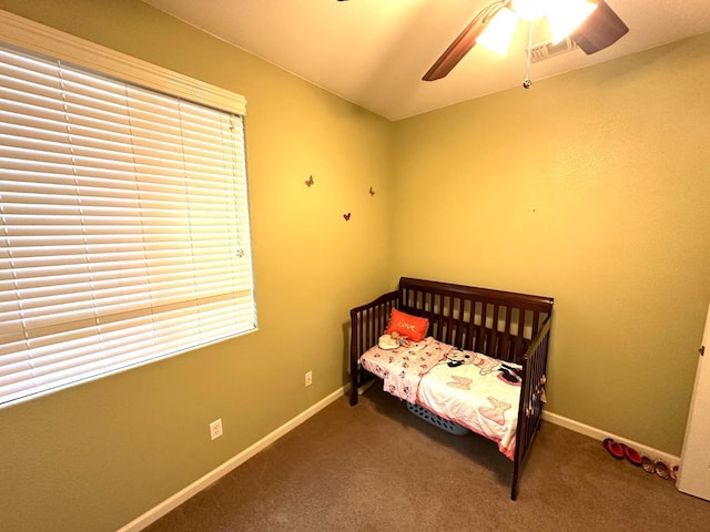 2148 S Villa Ave, Fresno, CA 93727 - bedroom with baseboards, a ceiling fan, carpet flooring, and visible vents
