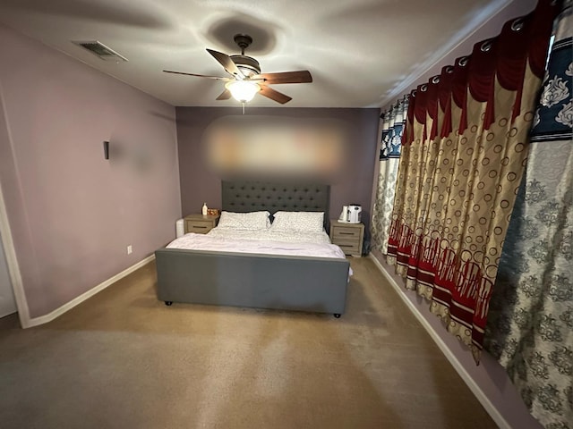 2148 S Villa Ave, Fresno, CA 93727 - bedroom featuring baseboards, a ceiling fan, visible vents, and carpet floors