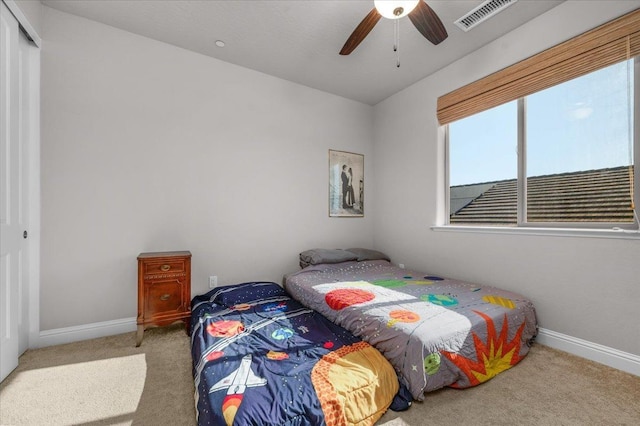 2653 Vermont Ave, Clovis, CA 93619 - bedroom with carpet flooring, a closet, baseboards, and a ceiling fan