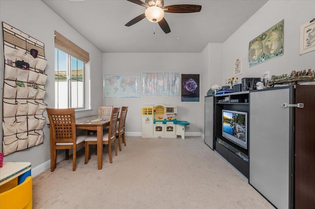2653 Vermont Ave, Clovis, CA 93619 - rec room featuring carpet flooring, a ceiling fan, and baseboards