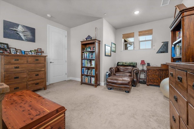 2653 Vermont Ave, Clovis, CA 93619 - sitting room with light carpet, baseboards, and recessed lighting