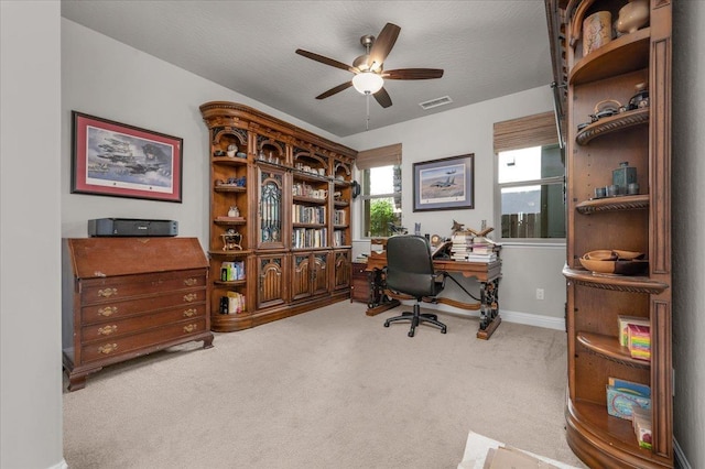 2653 Vermont Ave, Clovis, CA 93619 - office area featuring ceiling fan, carpet, and baseboards