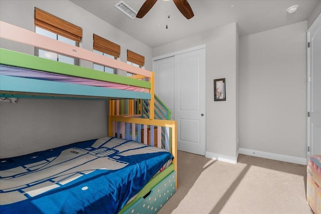 2653 Vermont Ave, Clovis, CA 93619 - carpeted bedroom with a closet, baseboards, and a ceiling fan