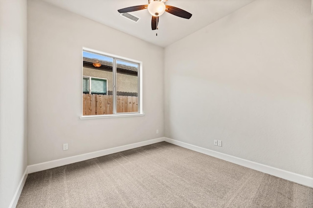6294 E Miillie Dr, Fresno, CA 93727 - empty room with carpet floors, visible vents, baseboards, and ceiling fan