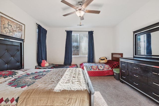 bedroom with carpet and ceiling fan