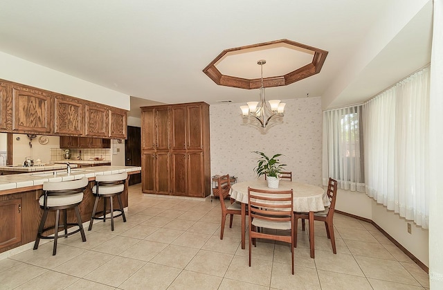 7355 N Pacific Ave, Fresno, CA 93711 - dining room featuring a notable chandelier, visible vents, and light tile patterned floors