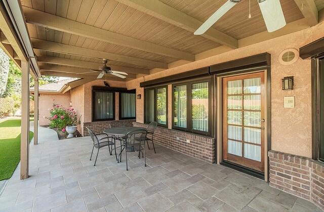 7355 N Pacific Ave, Fresno, CA 93711 - view of patio / terrace featuring outdoor dining area and ceiling fan