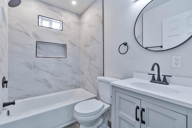 227 E Pine Ave, Fresno, CA 93728 - bathroom with toilet, vanity, and bathtub / shower combination