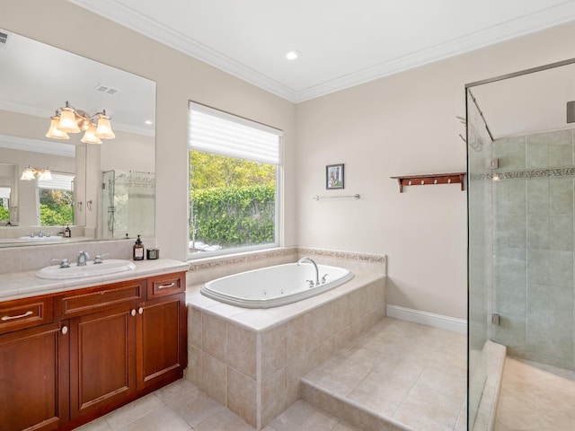 10640 N Old Course Dr, Fresno, CA 93730 - full bath with plenty of natural light, vanity, tile patterned flooring, and a stall shower