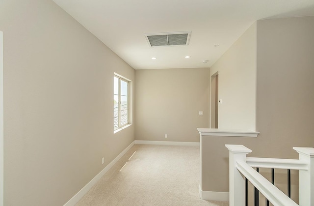 4338 Monarch Pl, Madera, CA 93636 - hall with baseboards, an upstairs landing, light carpet, and recessed lighting