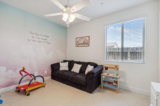 3821 Leigh Ln, Clovis, CA 93619 - living area with a ceiling fan and baseboards