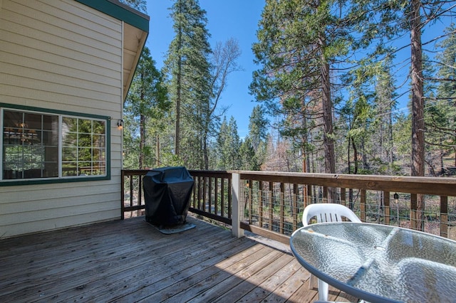 42153 Hemlock Ln, Shaver Lake, CA 93664 - wooden terrace featuring a grill