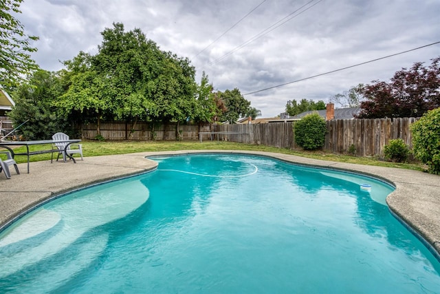 view of swimming pool featuring a patio area, a fenced backyard, and a fenced in pool