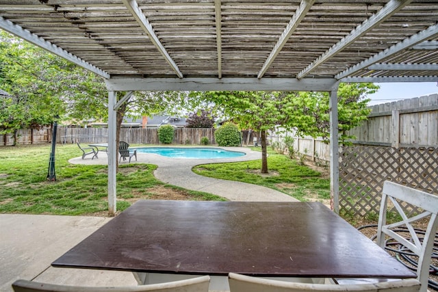 view of patio with a pergola, a fenced in pool, and a fenced backyard
