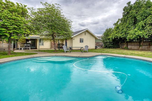 view of pool with a fenced backyard, a patio, and a fenced in pool