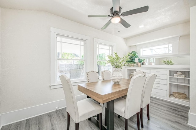 2225 N Van Ness Blvd, Fresno, CA 93704 - dining space featuring wood finished floors, ceiling fan, and baseboards