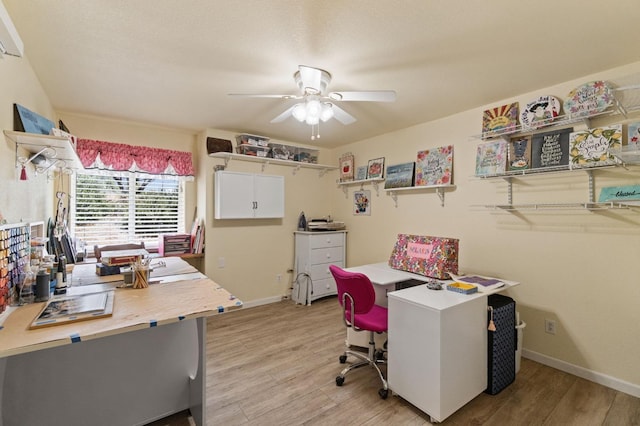 43443 Running Deer Dr, Coarsegold, CA 93614 - office space featuring a ceiling fan, light wood-style flooring, and baseboards