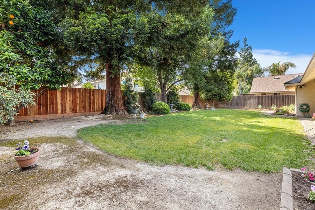 view of yard featuring a fenced backyard