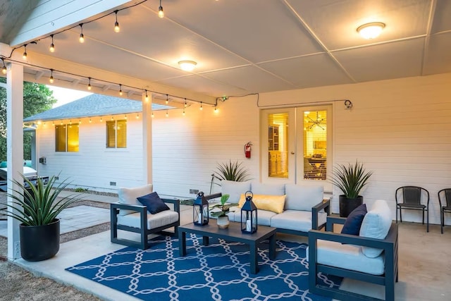 view of patio with an outdoor living space