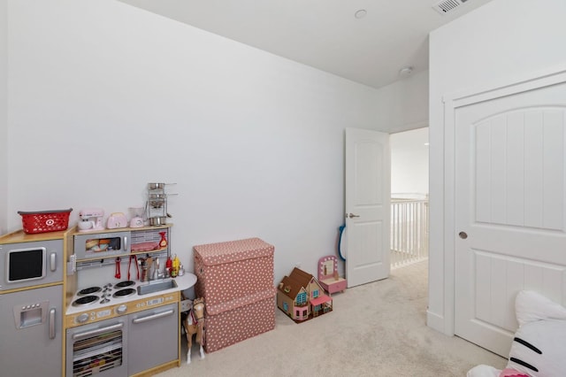 game room featuring carpet and visible vents