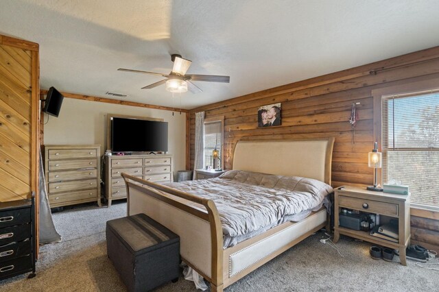 31008 N Dome Dr, Coarsegold, CA 93614 - bedroom featuring carpet flooring, multiple windows, and a ceiling fan