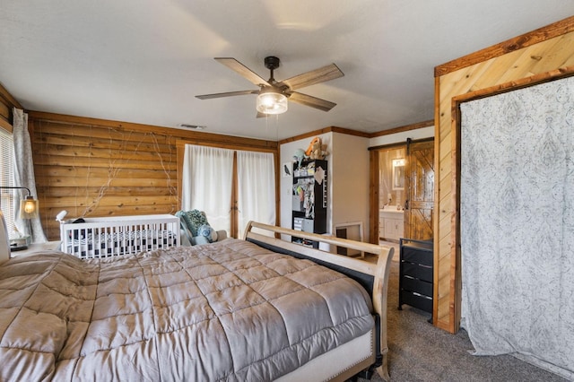 31008 N Dome Dr, Coarsegold, CA 93614 - carpeted bedroom with a barn door and ceiling fan
