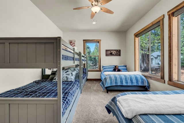 42596 Garnet Ln, Shaver Lake, CA 93664 - bedroom featuring carpet floors, a ceiling fan, and baseboards