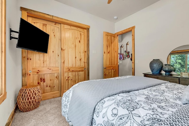 42596 Garnet Ln, Shaver Lake, CA 93664 - bedroom featuring ceiling fan and light colored carpet