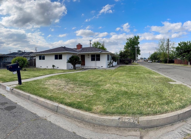 201 Walnut St, Madera, CA 93637 - ranch-style house featuring stucco siding and a chimney
