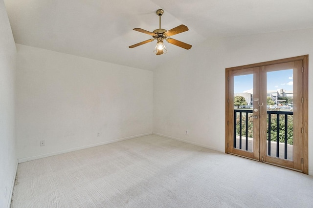 467 E Alluvial Ave Unit 106, Fresno, CA 93720 - carpeted spare room featuring vaulted ceiling, french doors, baseboards, and ceiling fan